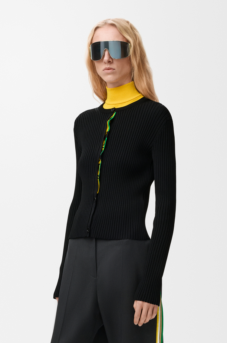 LOEWE Cardigan in viscose blend Black/Multicolor