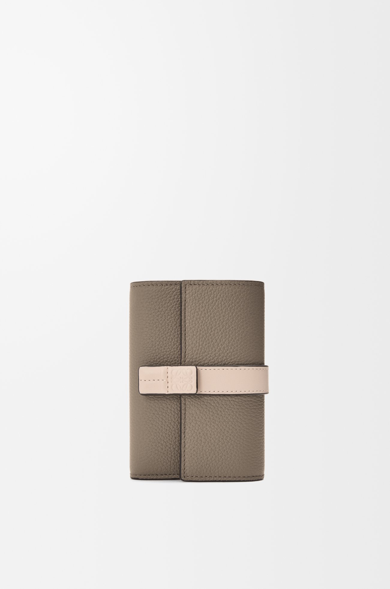 LOEWE 小号柔软粒面牛皮革竖款钱包 灰褐色/滑石色