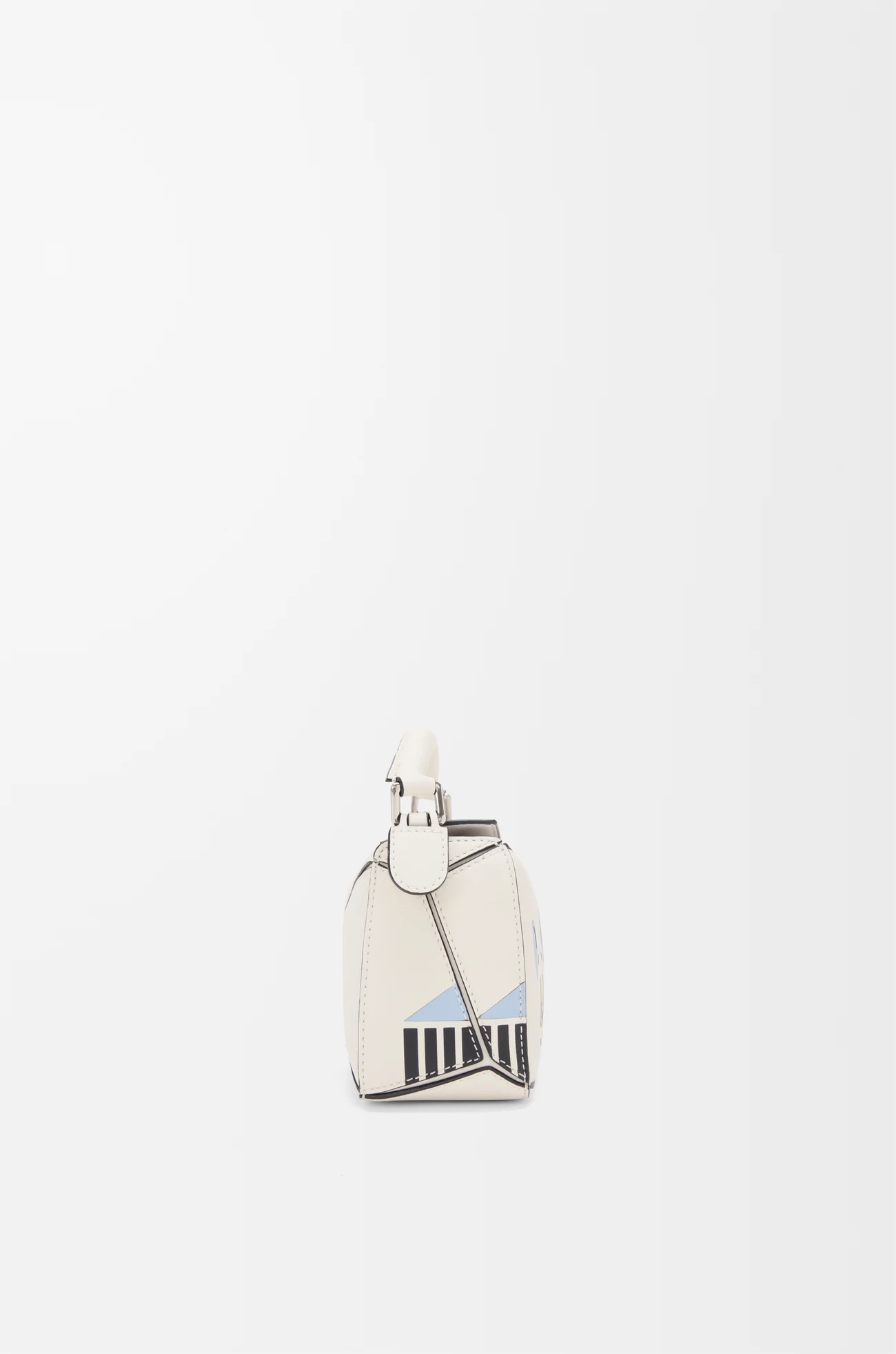 LOEWE Mini Futurist Cat Puzzle Tasche aus klassischem Kalbsleder Sanftes Weiß