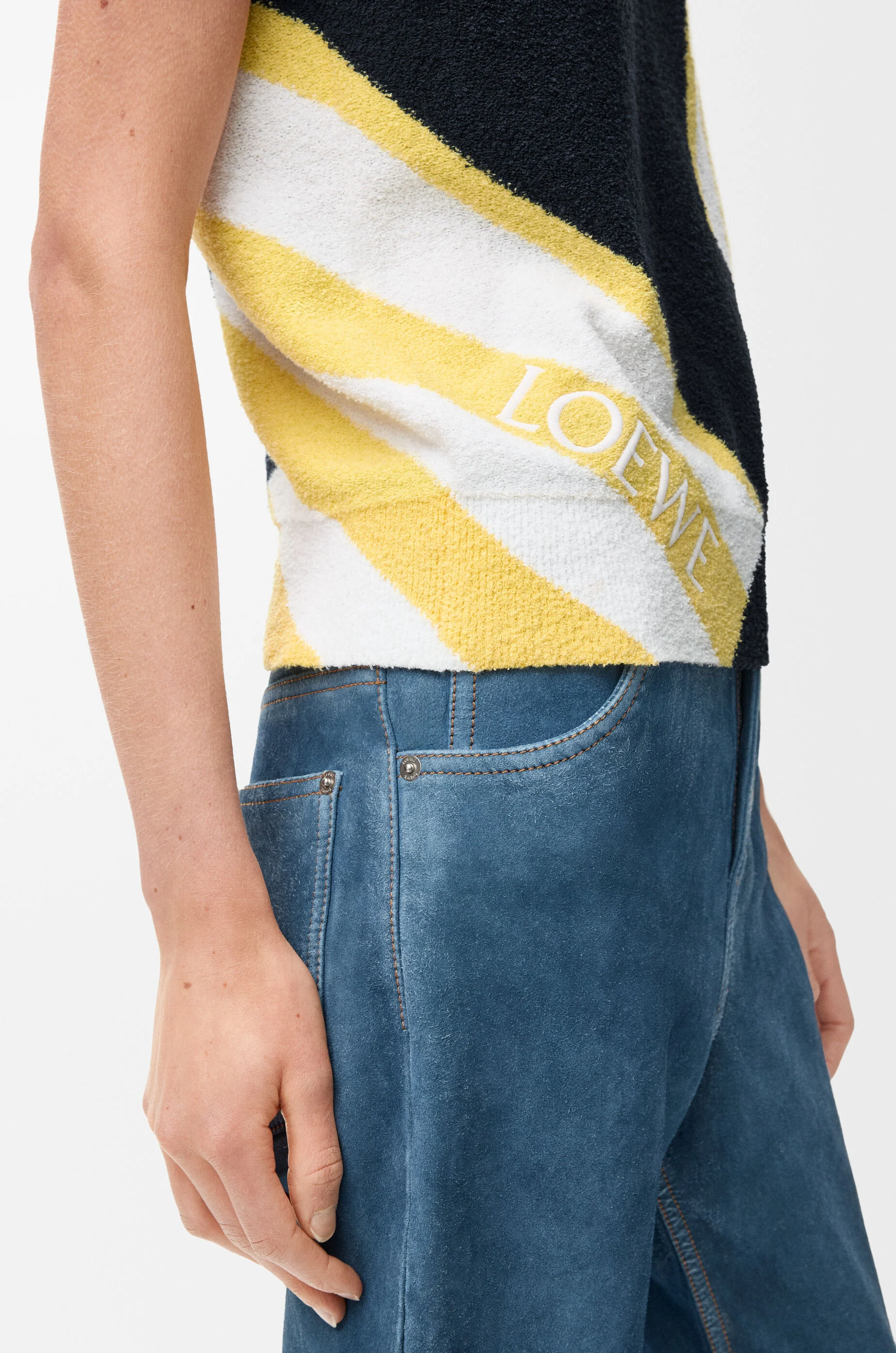 Short sleeve sweater in cotton blend Blue - LOEWE APAC official