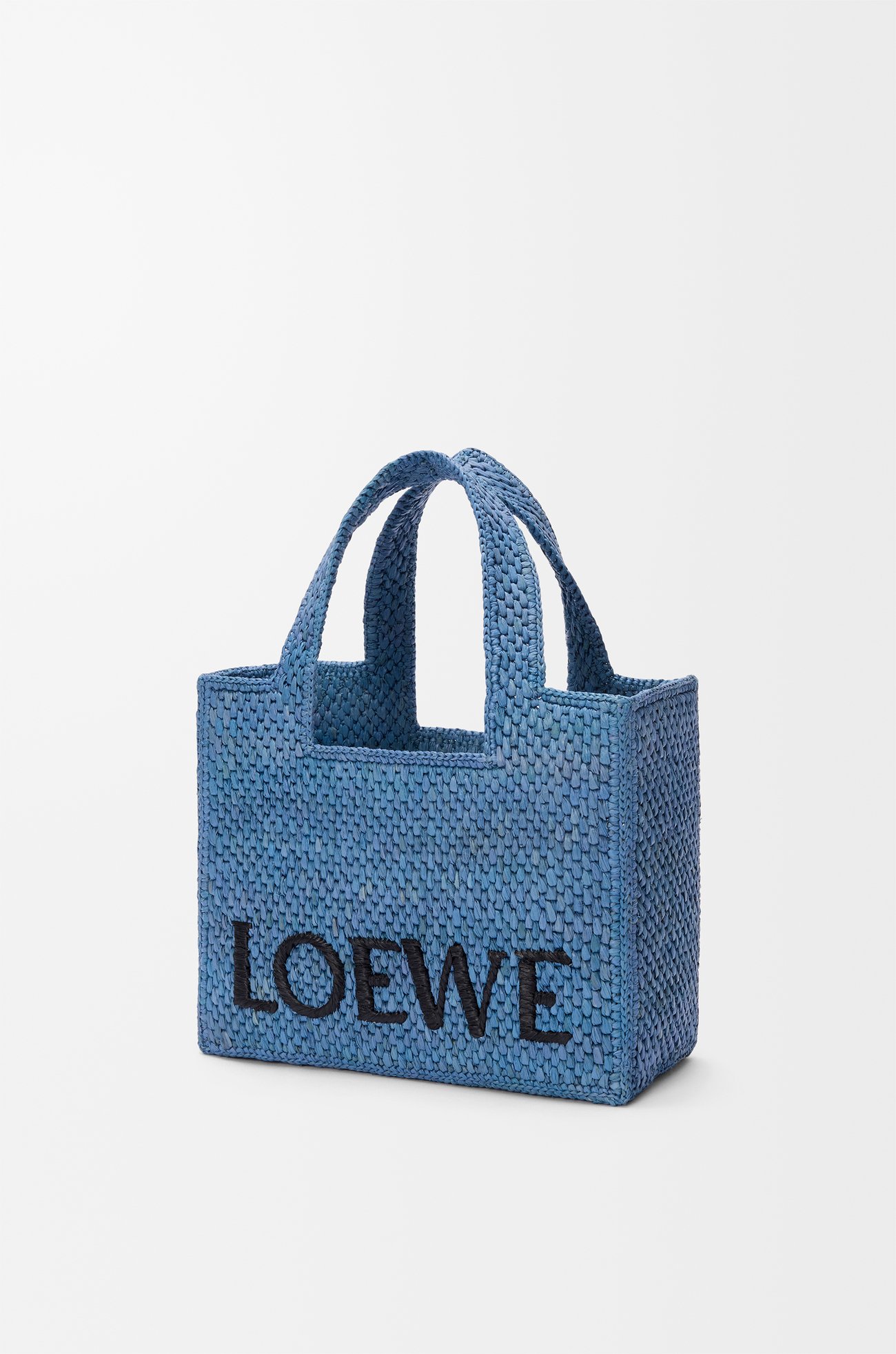LOEWE Small LOEWE Font tote in raffia Light Blue