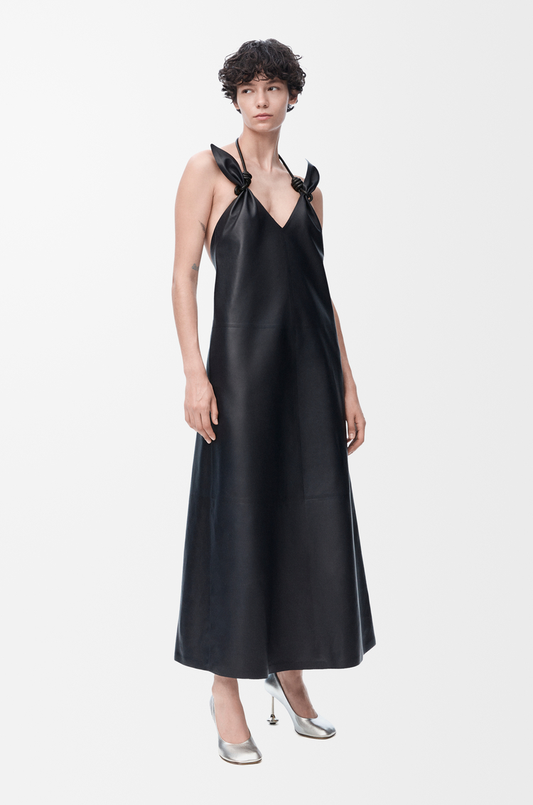 LOEWE Vestido Flamenco en piel napa de cordero Azul Marino Oscuro