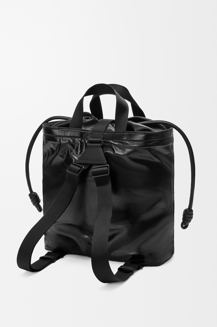 LOEWE 纸纹牛皮革 Squad 背包 黑色