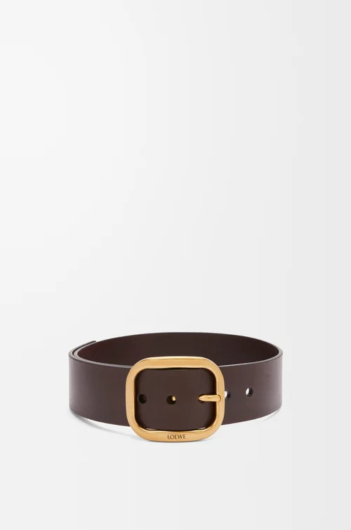 LOEWE Rounded soft belt in classic calfskin Dark Brown