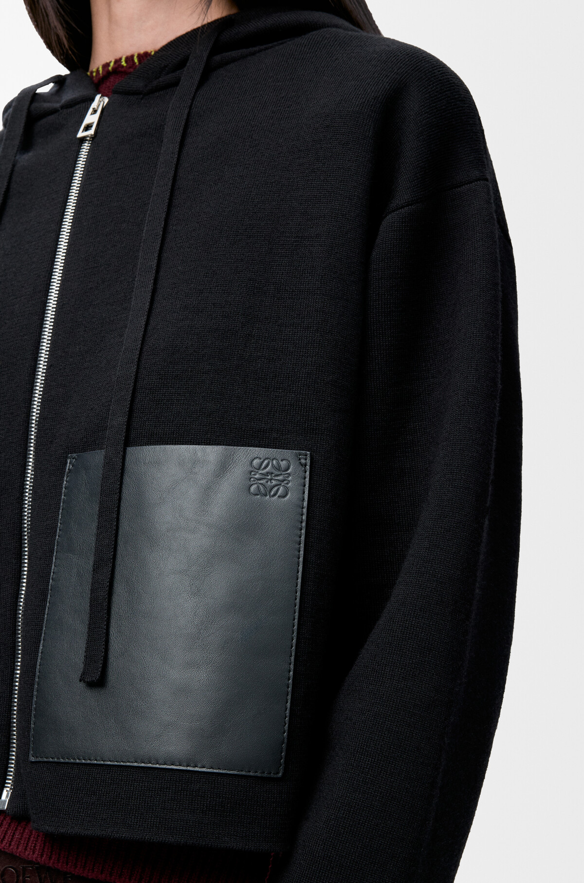 Zip-up hoodie in wool Black - LOEWE USA Official Website display picture 1