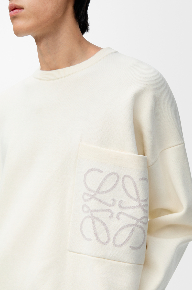 LOEWE 棉質混紡套頭衫 白色/淺灰色