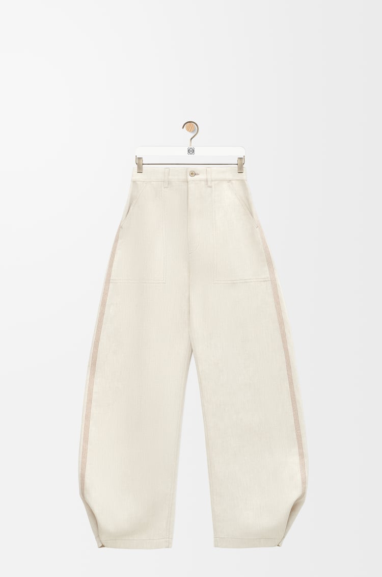 LOEWE Balloon trousers in cotton and linen Ecru