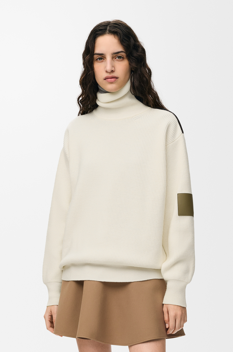 LOEWE Jersey con cremallera en lana Blanco