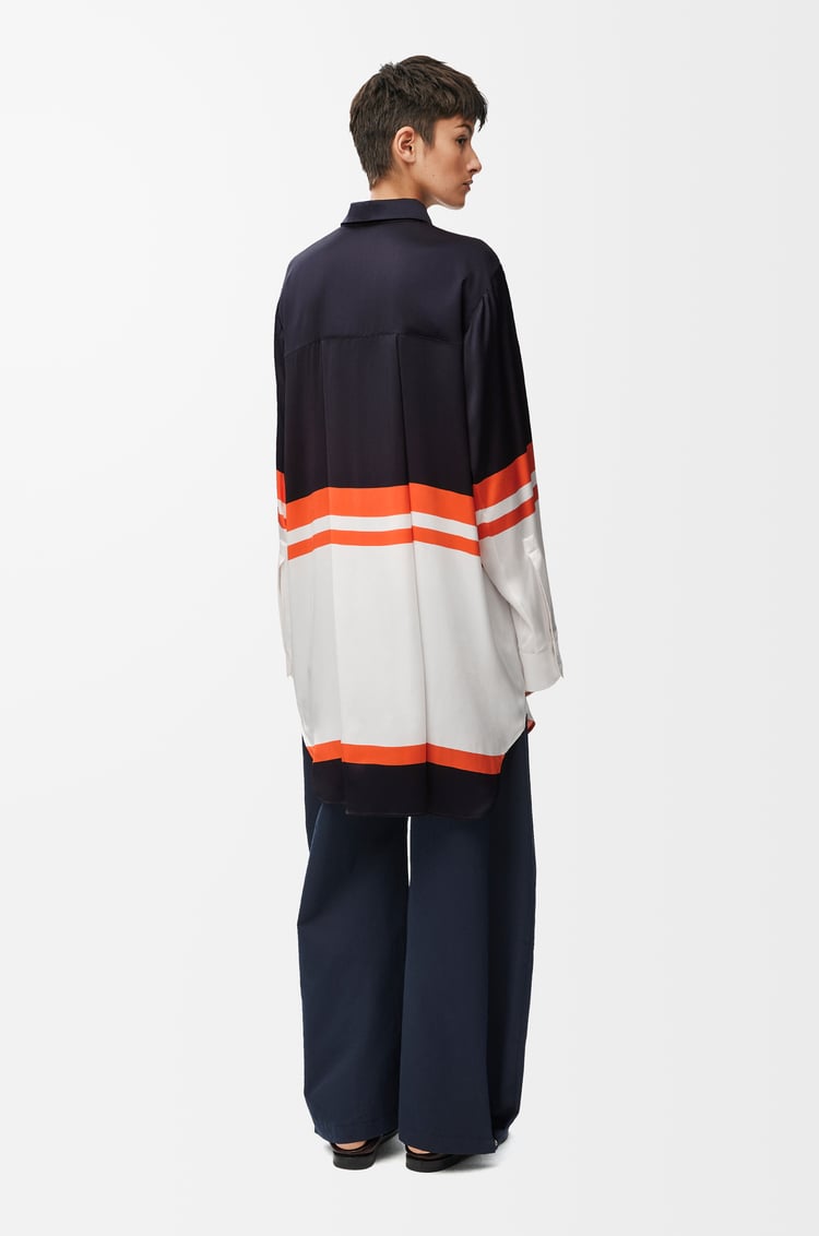 LOEWE Shirt in silk blend Deep Blue / White / Orange