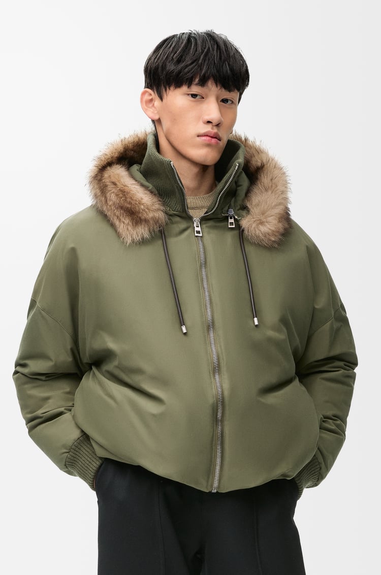 LOEWE Chaqueta acolchada en algodón técnico Verde Caqui