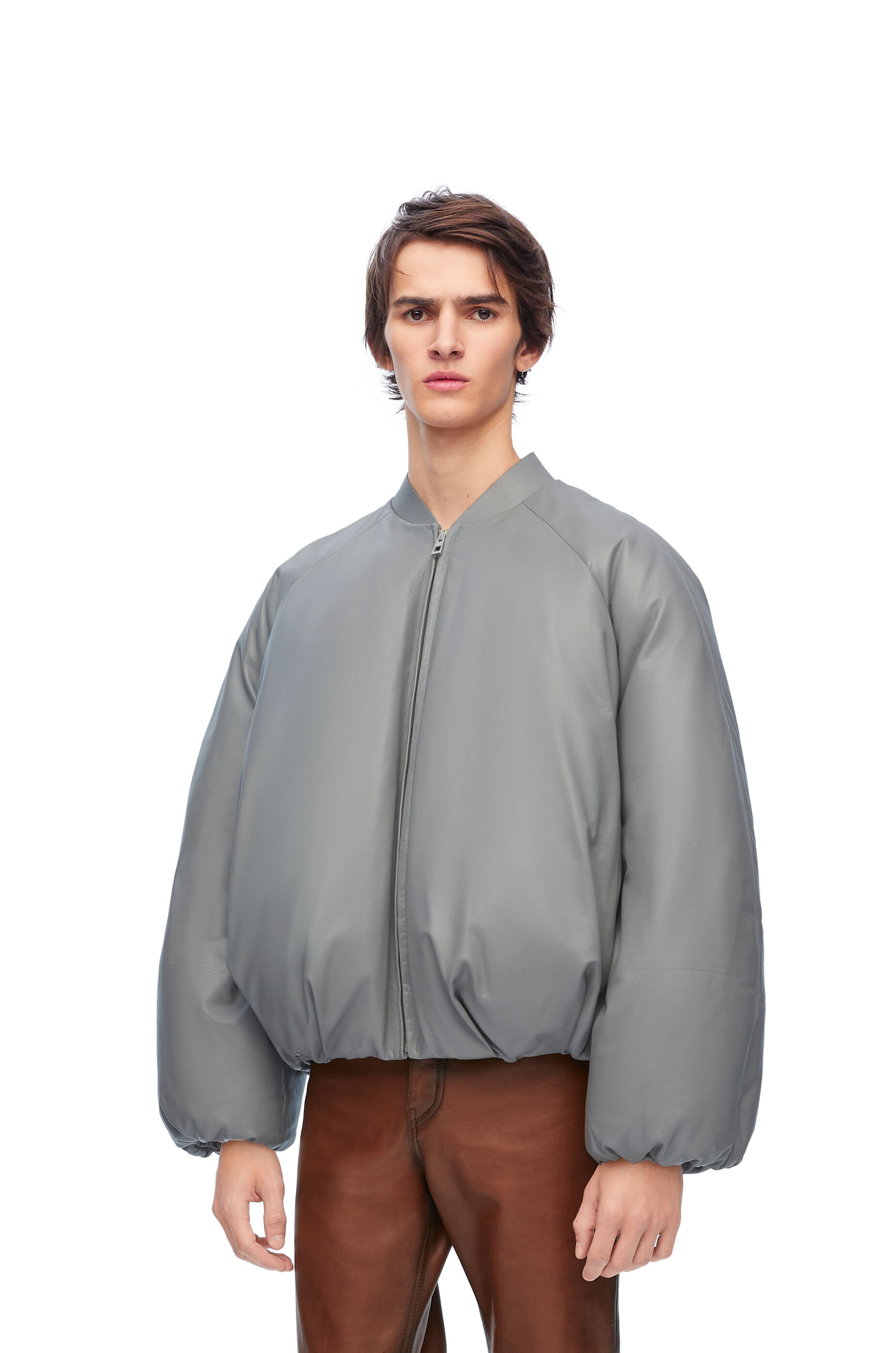 Padded bomber jacket in nappa lambskin Grey LOEWE