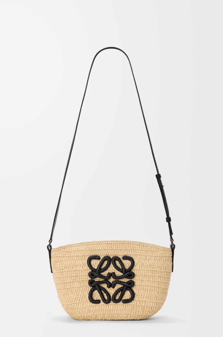 LOEWE Eclipse pochette in raffia and calfskin Natural/Black