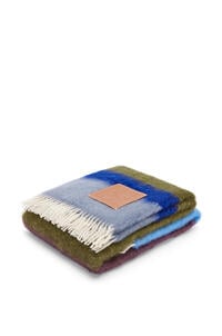 LOEWE Striped blanket in mohair and wool blend Blue/Multicolor