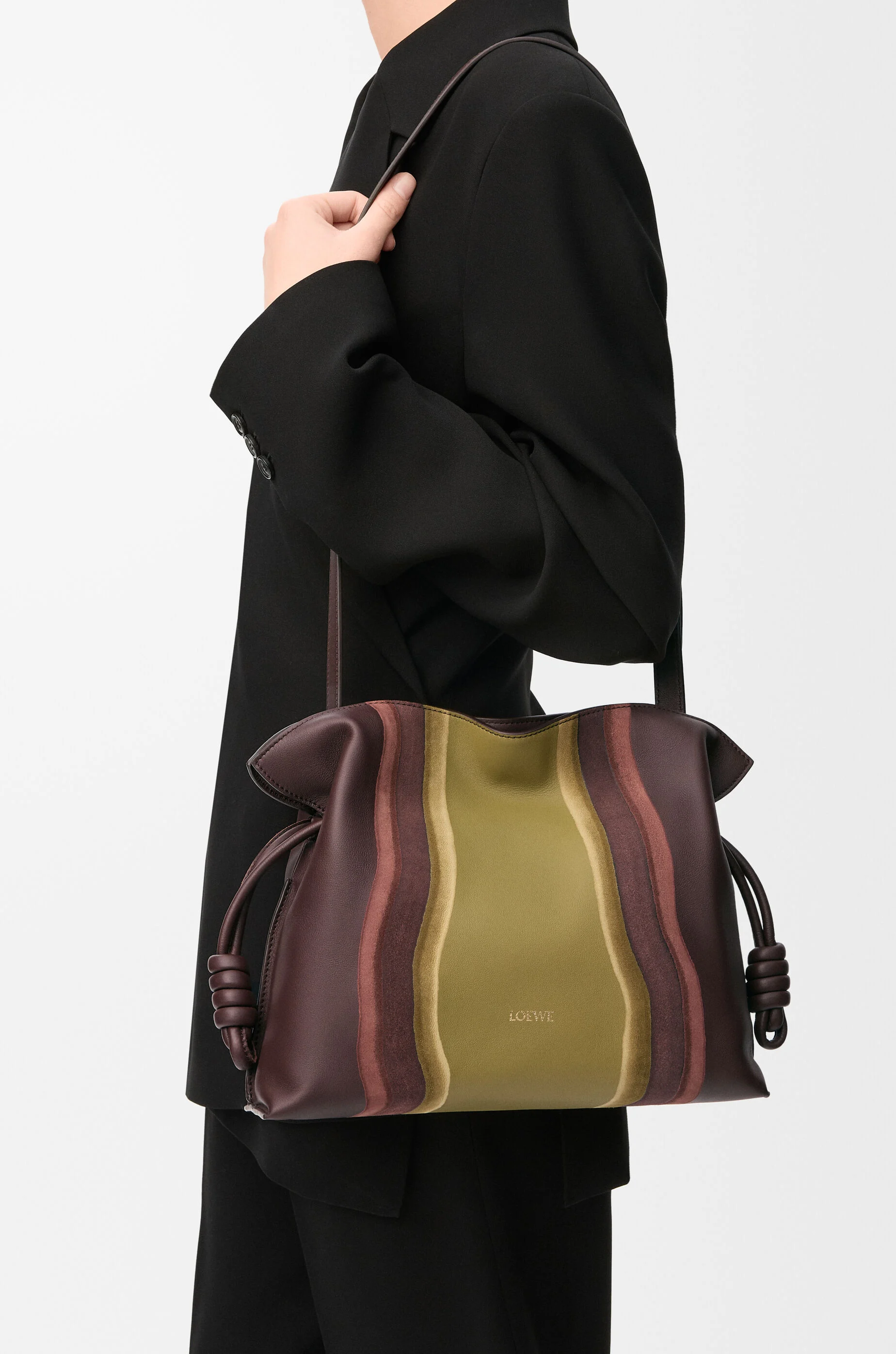 Medium Flamenco clutch Landscape in nappa calfskin Brown - LOEWE
