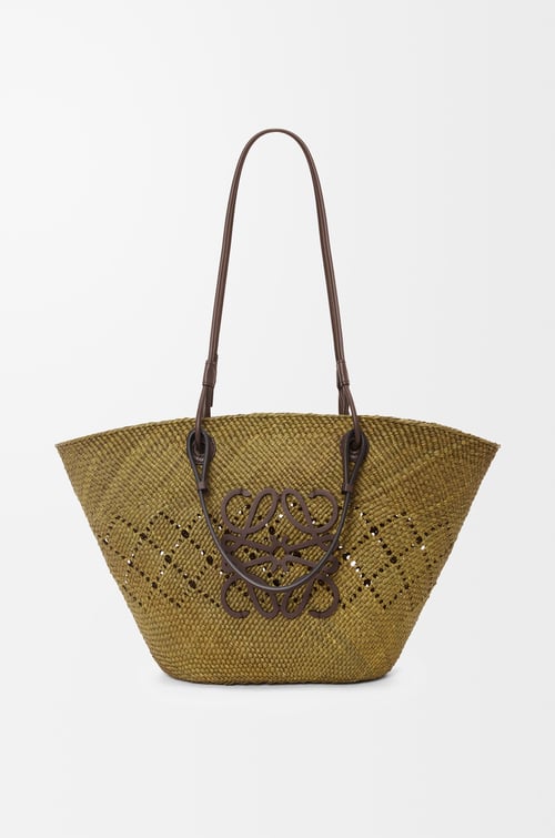 LOEWE アナグラム バスケットバッグ（イラカヤシ&カーフ） オリーブ/チェスナット