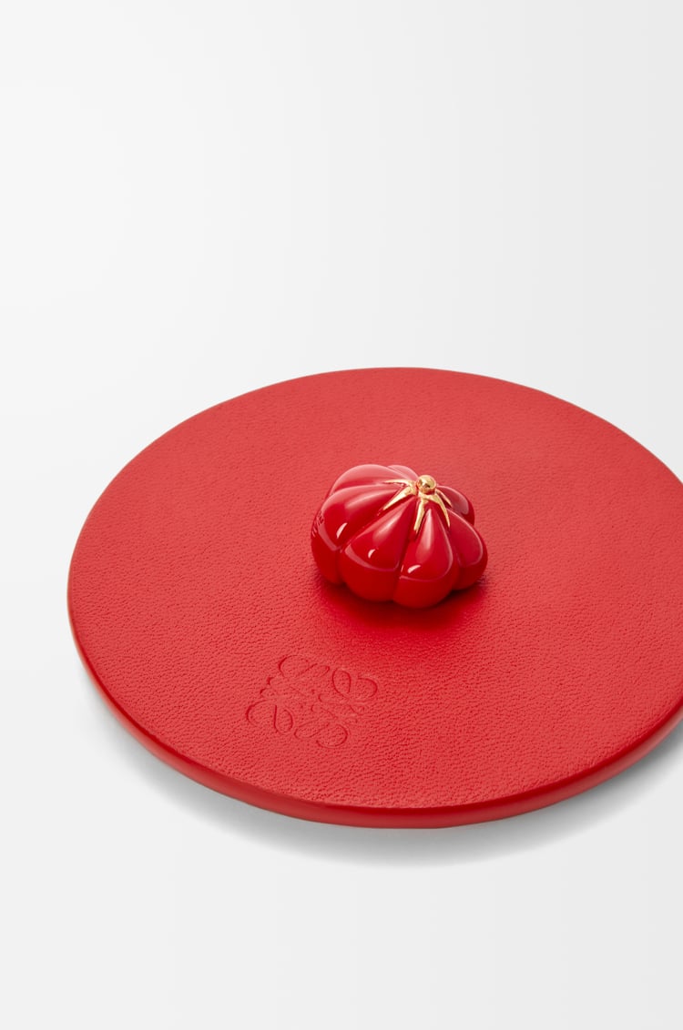 LOEWE Tomato small candle lid in calfskin Red