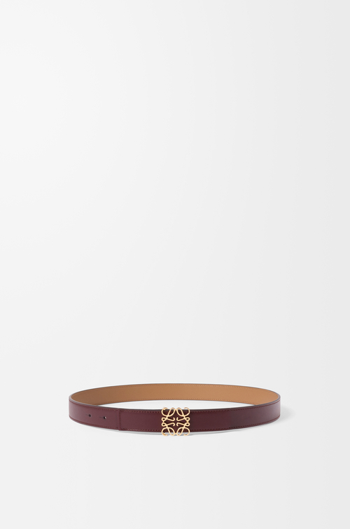 LOEWE Reversible Anagram belt in smooth calfskin Burgundy/Gold