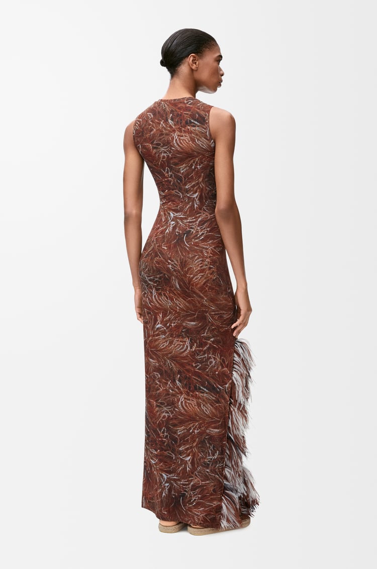 LOEWE Vestido sin mangas Feather en modal Marrón/Multicolor