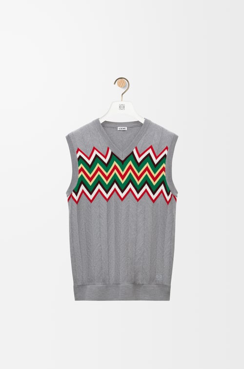 LOEWE Jersey sin mangas en lana Gris/Multicolor