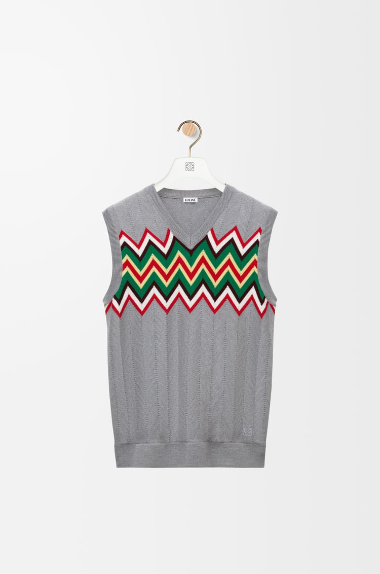 LOEWE Sleeveless sweater in wool Grey/Multicolor
