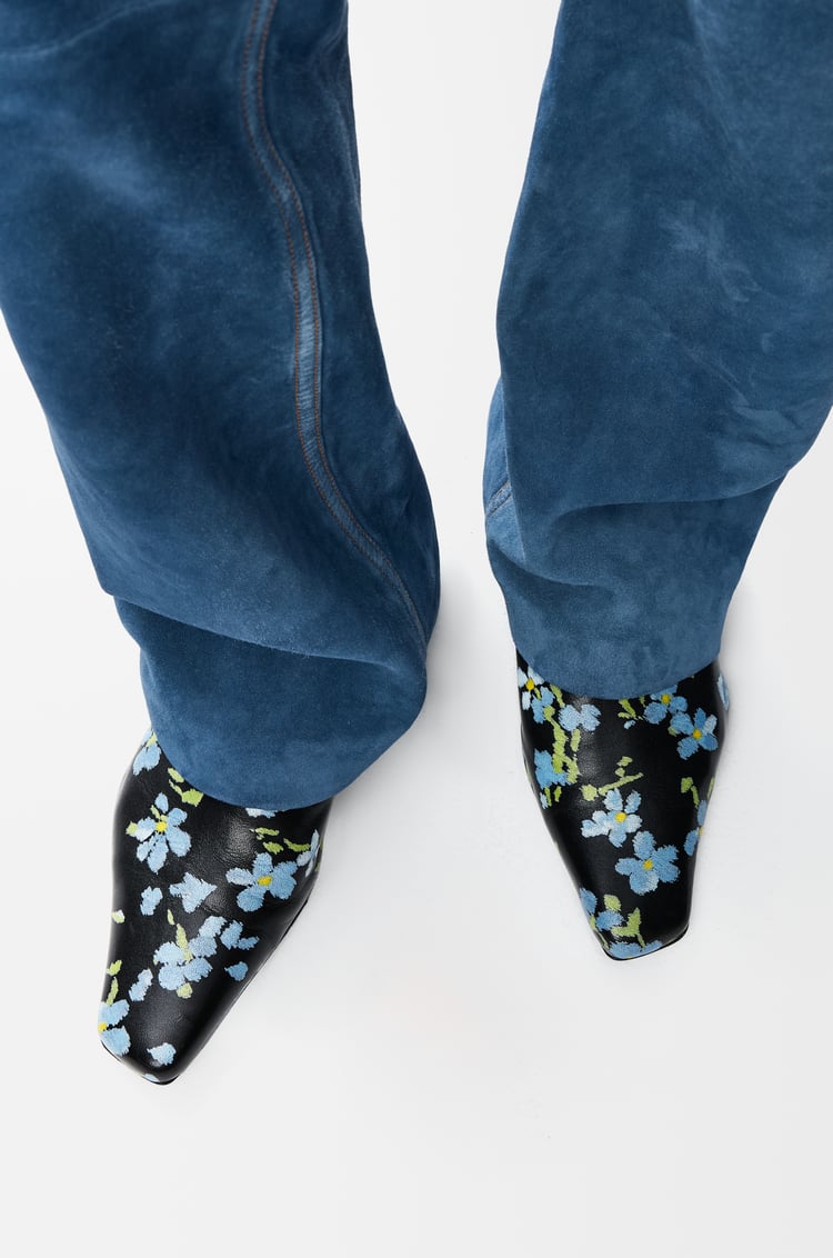 LOEWE Sabot Emily in pelle di agnello stampata Nero/Blu