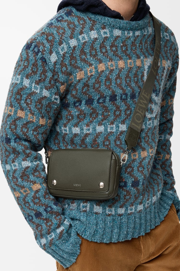 LOEWE Small Pebble messenger bag in supple grained calfskin Dark Khaki