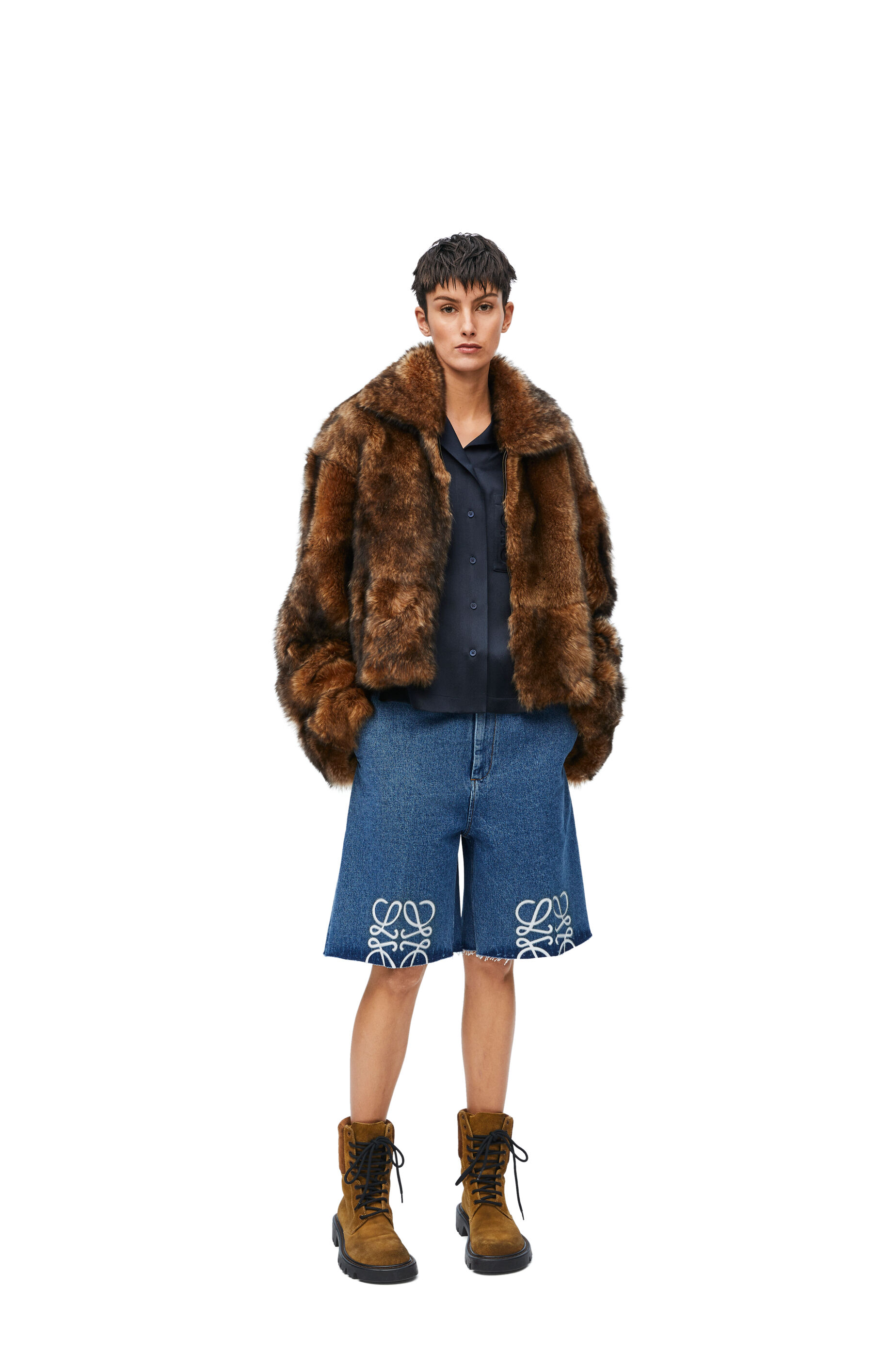 Anagram shorts in denim Jeans Blue LOEWE