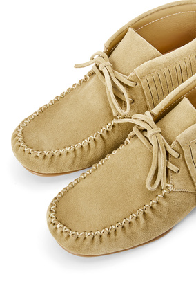 LOEWE Fringed high top loafer in suede Gold