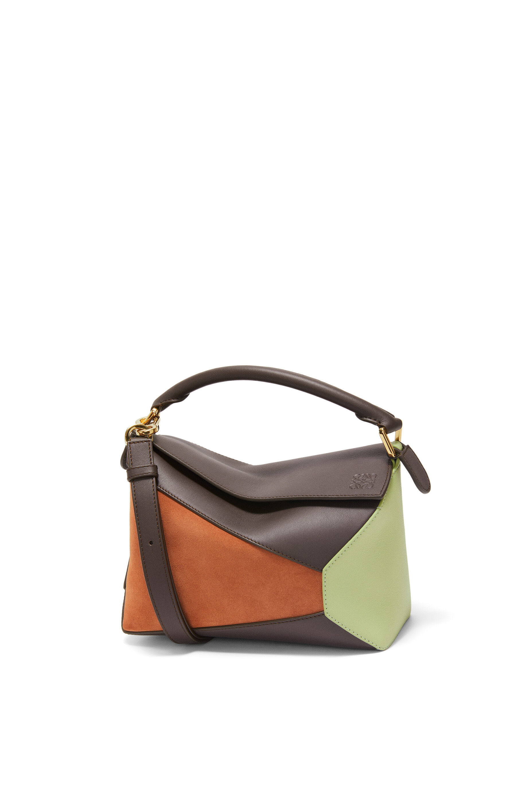 Small Puzzle bag in classic calfskin and suede Chocolate Tan LOEWE
