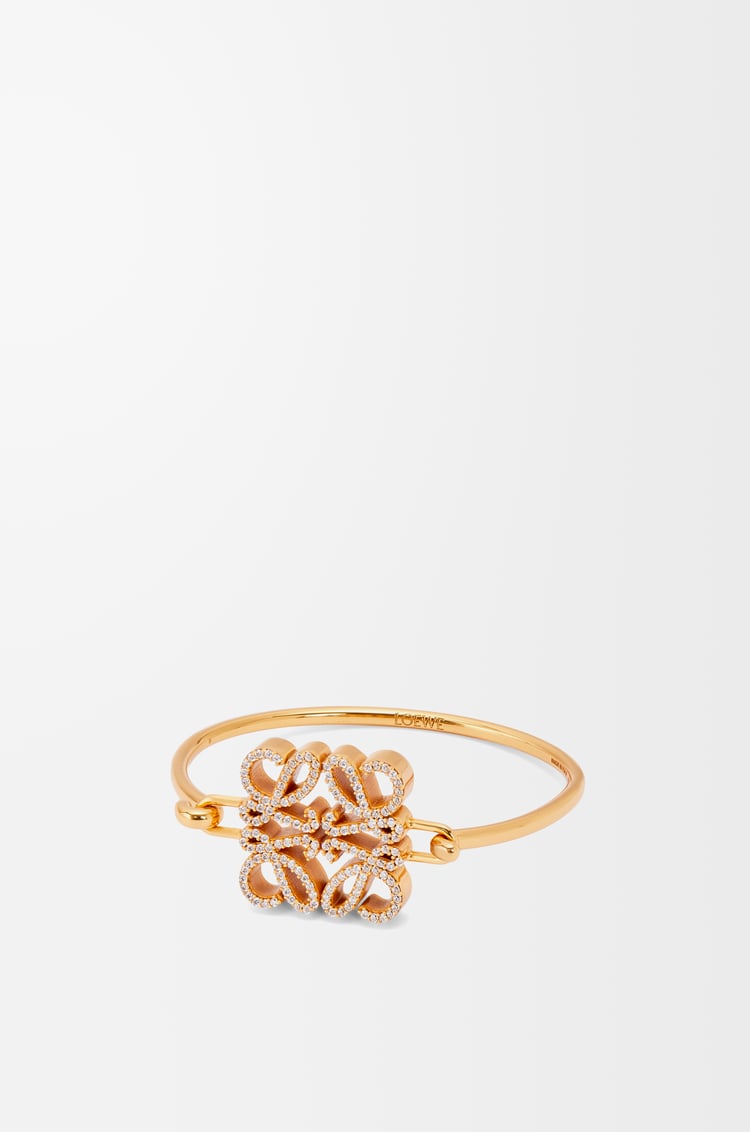 LOEWE Pave Anagram open bracelet in sterling silver and crystal Gold