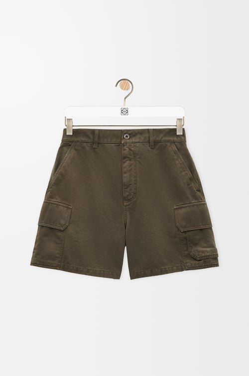 LOEWE Cargo shorts in cotton Khaki Green