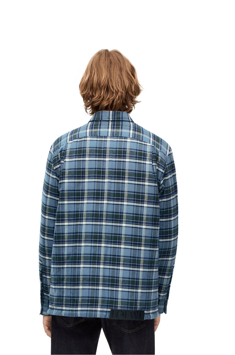 LOEWE Puffer check overshirt in cotton Blue/Multicolor