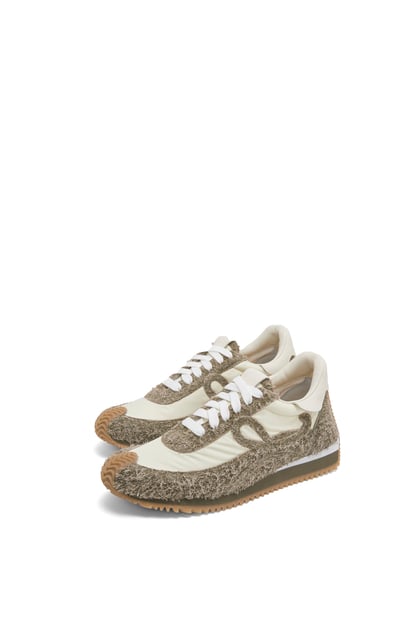 LOEWE Flow Runner in nylon and suede Khaki Green/Canvas plp_rd