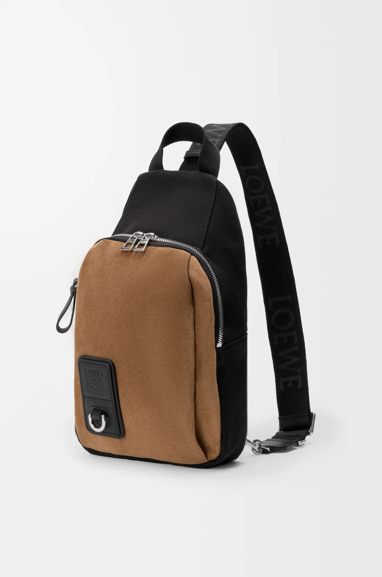 LOEWE Flex sling in canvas and suede Black/Dark Gold