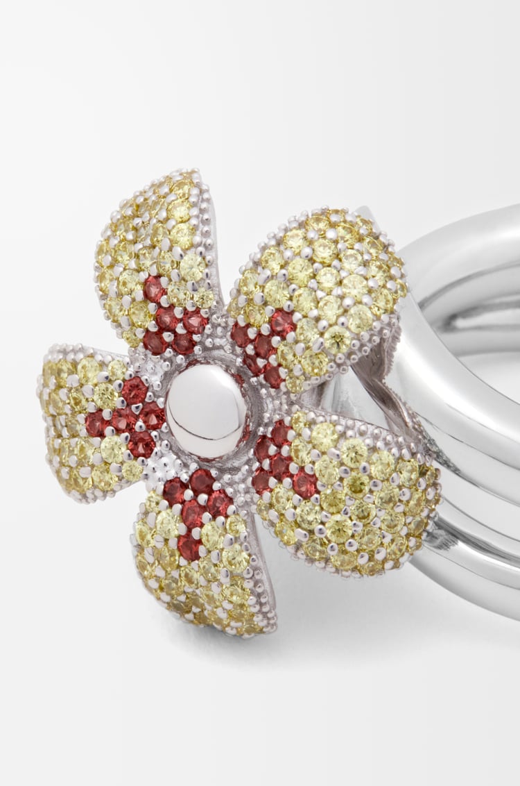 LOEWE Flor ring in sterling silver and crystals Yellow/Silver
