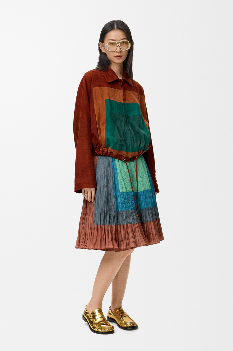 LOEWE Skirt in silk blend Caramel/Bright Green