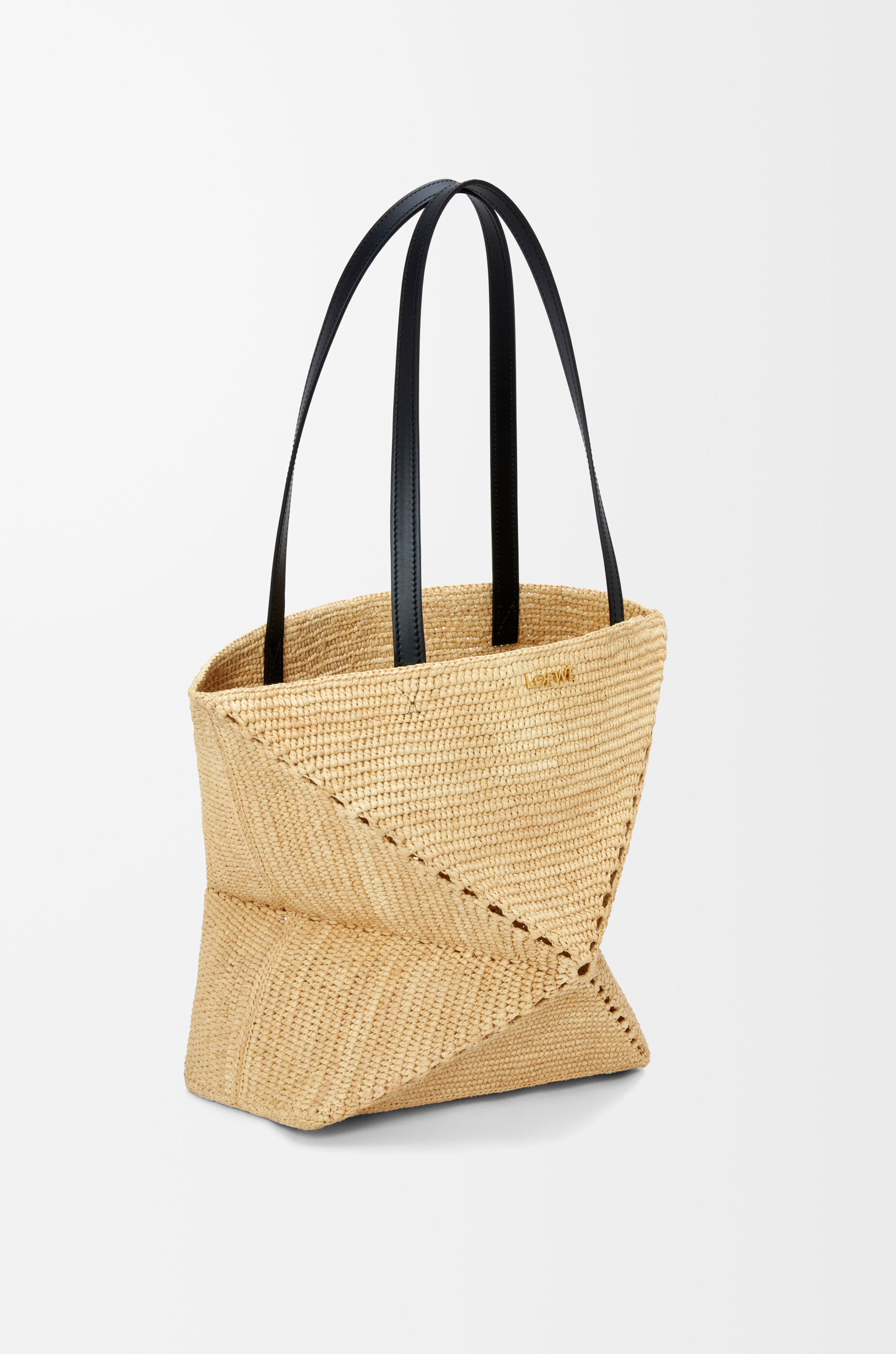 LOEWE Puzzle Fold Tote in raffia Natural