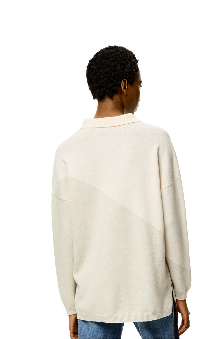 LOEWE Graphic polo collar sweater in wool White/Grey