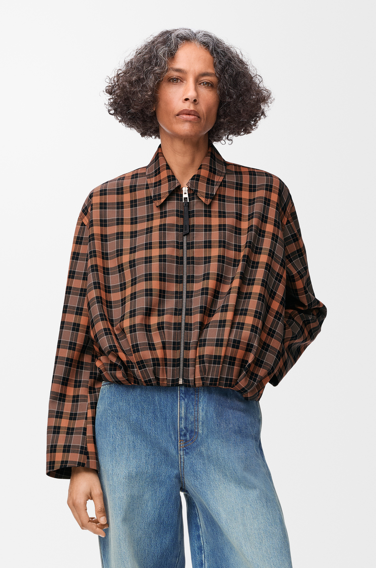 LOEWE Chaqueta drapeada en mezcla de lana Naranja/Negro