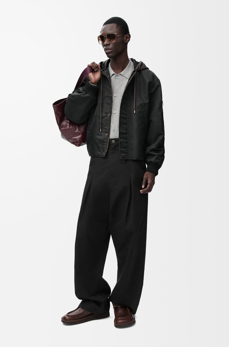 LOEWE Hooded bomber jacket in nylon Black