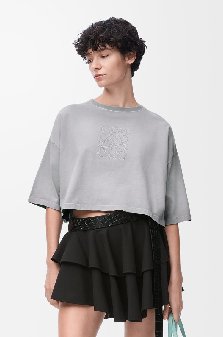 LOEWE Cropped T-shirt in cotton Light Grey