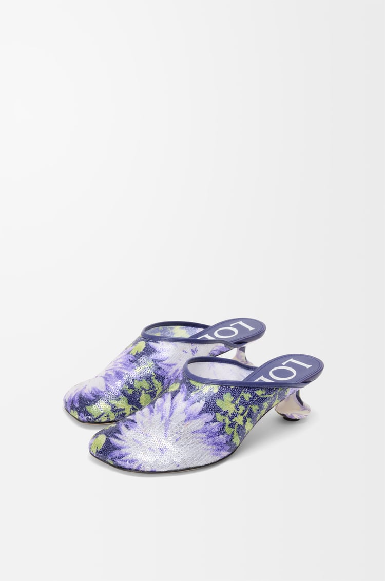 LOEWE Mules Toy en sequins Bleu Marine/Lilas