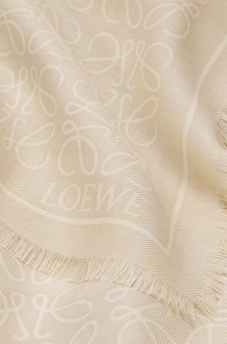LOEWE Anagram scarf in wool and silk Beige/White