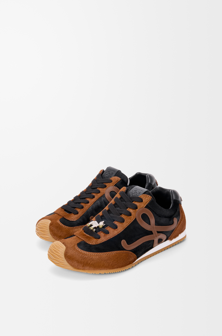 LOEWE Ballet Runner 2.0 in hairy calfskin Black/Squirrel