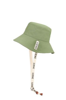 LOEWE Sombrero de pescador en lona y piel de ternera Verde plp_rd