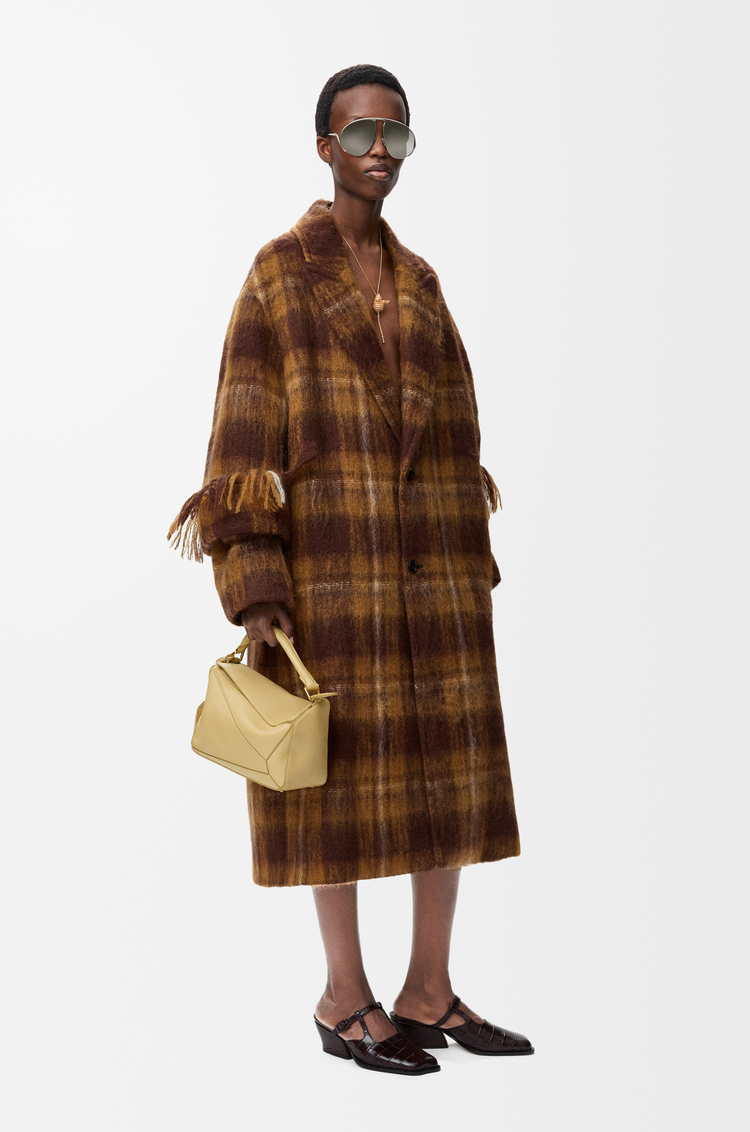 LOEWE Coat in mohair and wool blend Yellow/Multicolor
