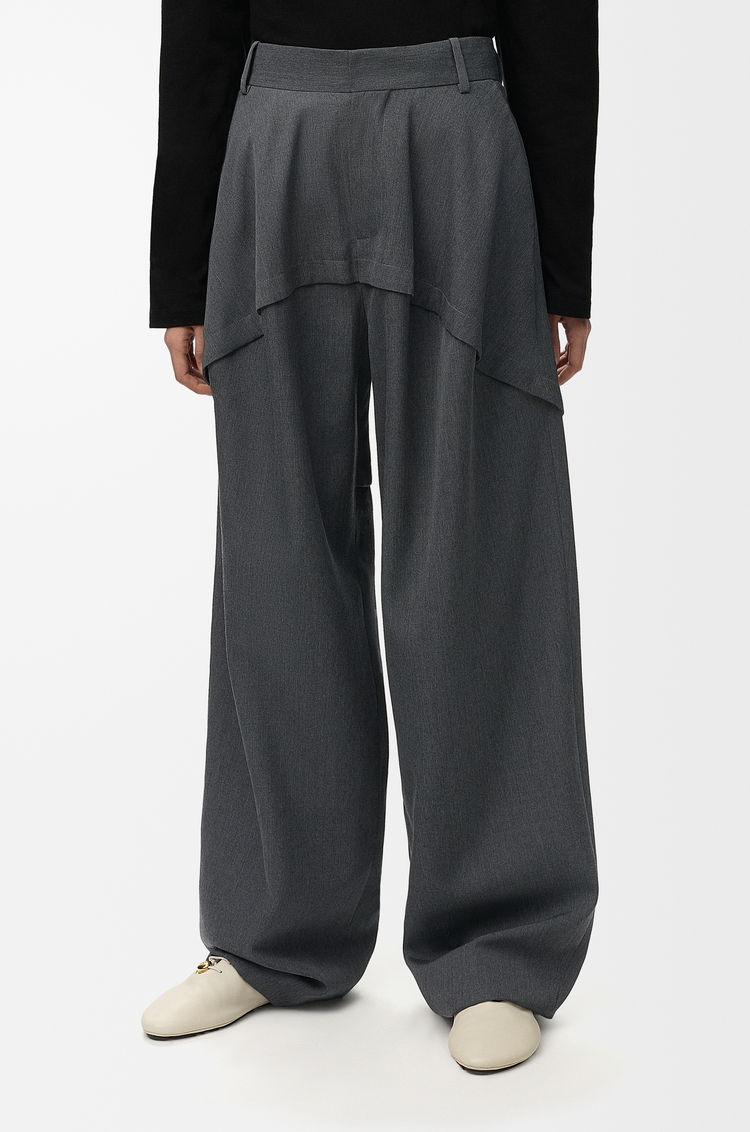 LOEWE Pantalon en laine Charbon Chiné