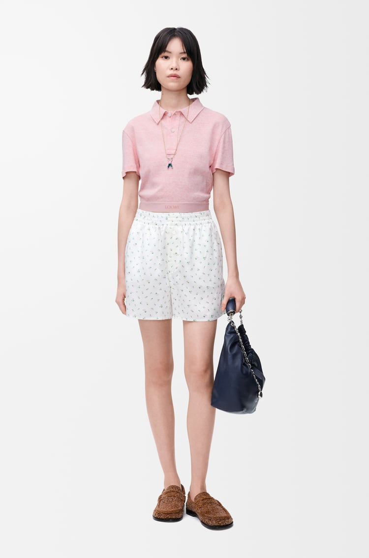 LOEWE Cropped polo in cotton and wool Pink