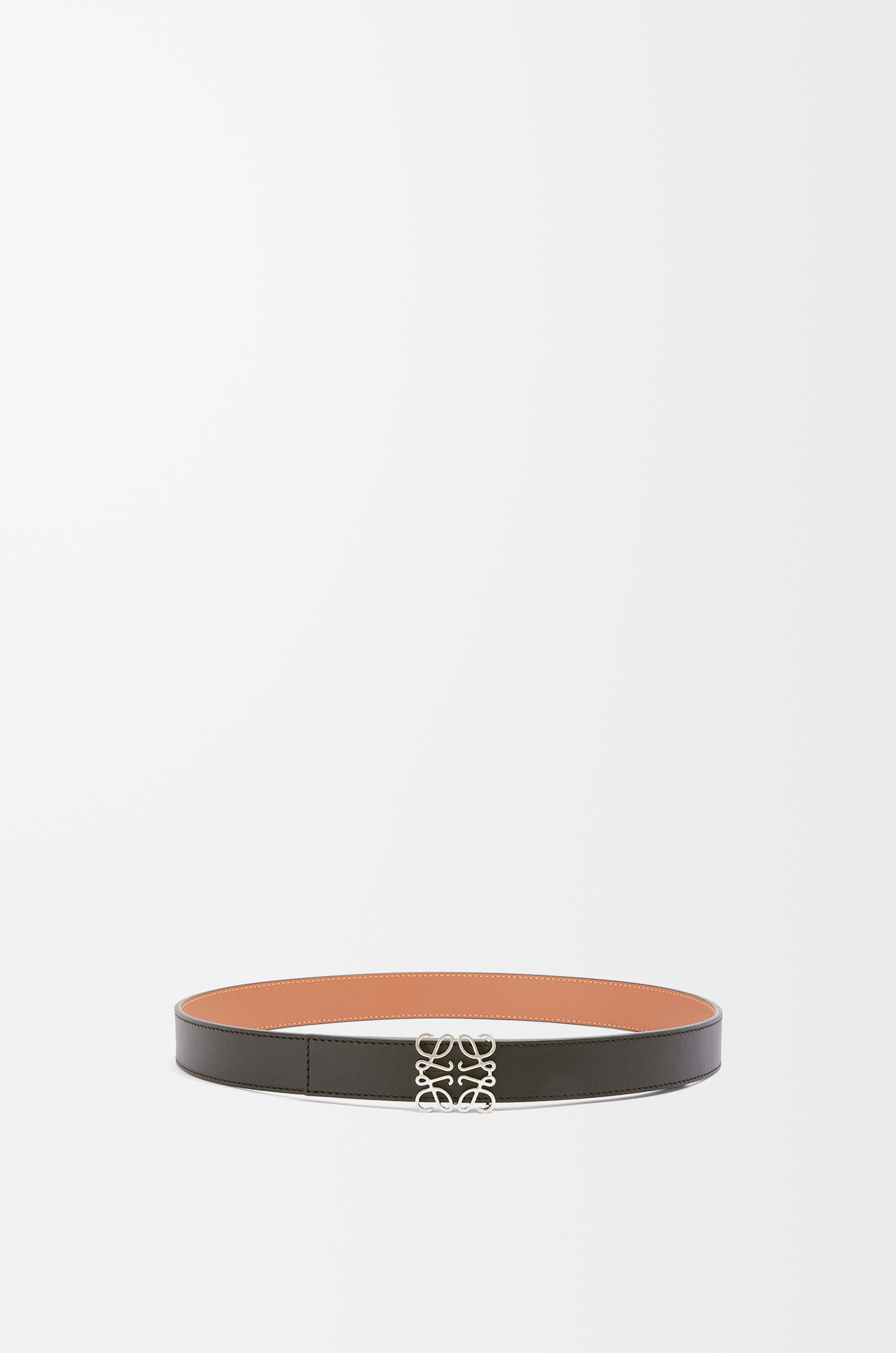 LOEWE Cintura reversibile Anagram in pelle di vitello liscia Nero/Tan/Palladio