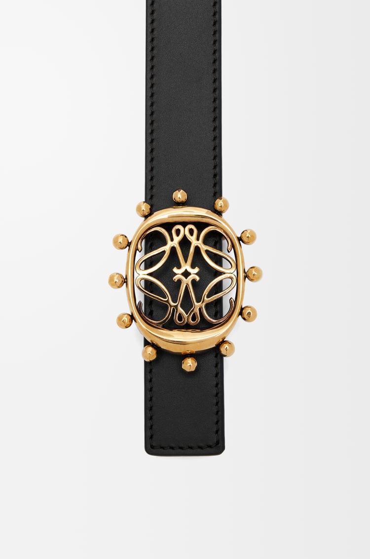 LOEWE Reversible Anagram Ellipse belt in smooth calfskin Burgundy/Black/Gold